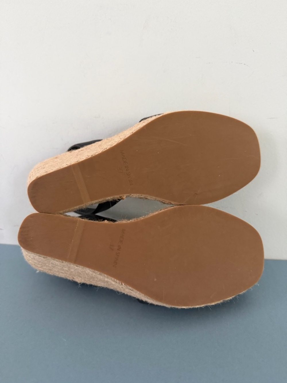 Spanish Sandal Co Navy Blue Espadrille Wedge Slingback Sandals - Picture 9 of 10